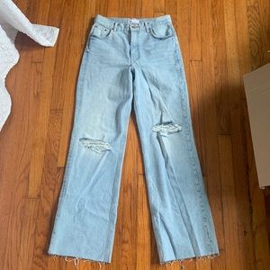 Zara Distressed Wide Leg High Waist Jeans